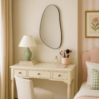 O espelho orgânico é a escolha perfeita para quem procura incorporar formas fluidas e naturais à decoração.